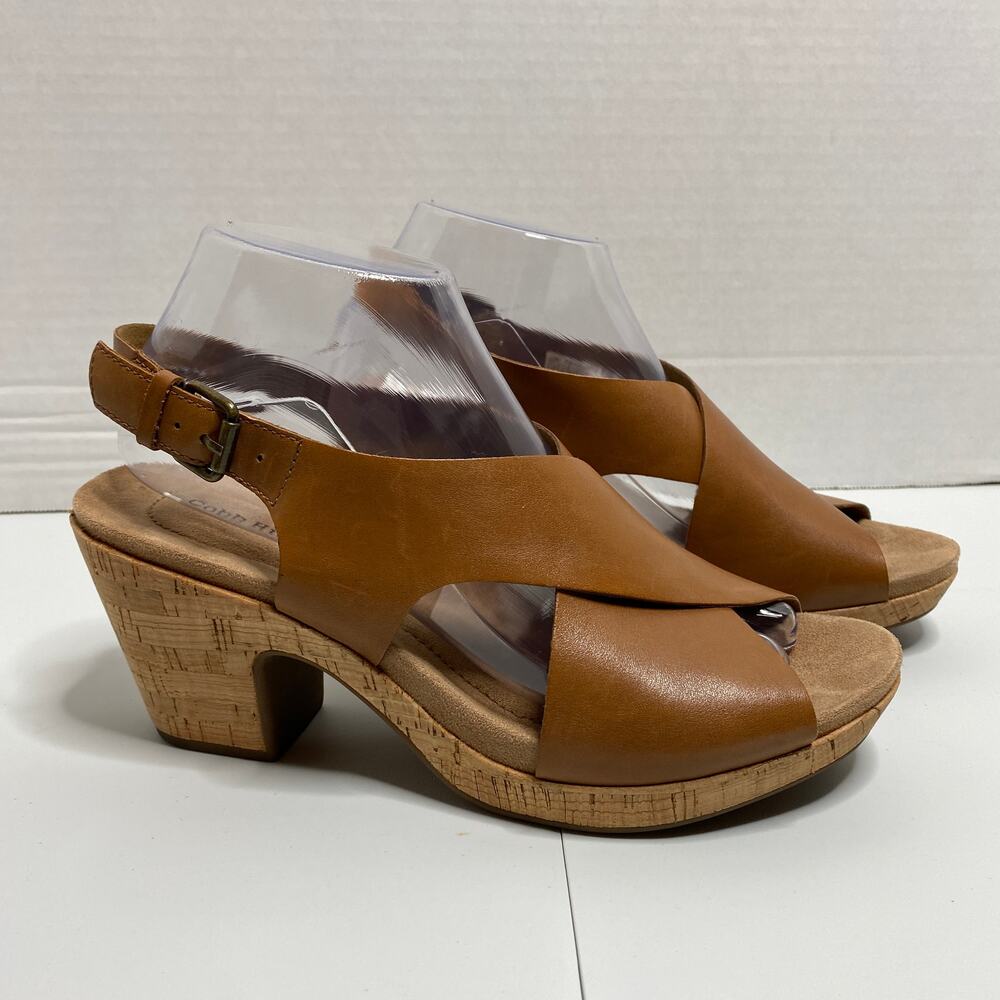 Cobb Hill Alleah Slingback Sandals Womens 8.5 Y2K Boho Chunky Festival Cork Heel